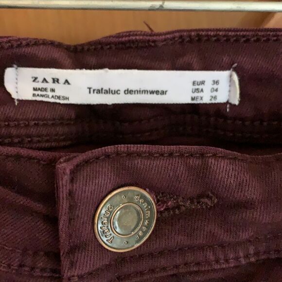 Zara dark plum color stretch denim skinny jeans - Picture 3 of 8